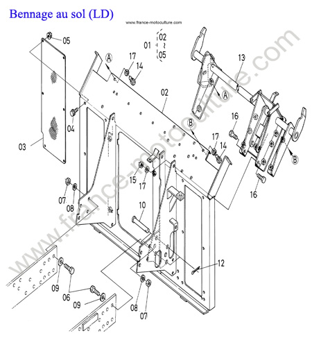 Vue éclatée (Plateforme panier) pour KUBOTA - G18 Plateforme panier KUBOTA G18