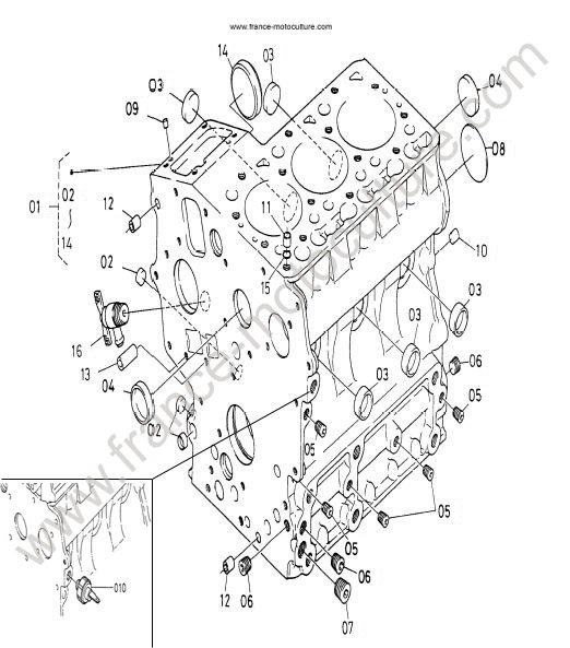 Vue éclatée (Bloc moteur - contact huile) pour KUBOTA - G18 Bloc moteur - contact huile KUBOTA G18