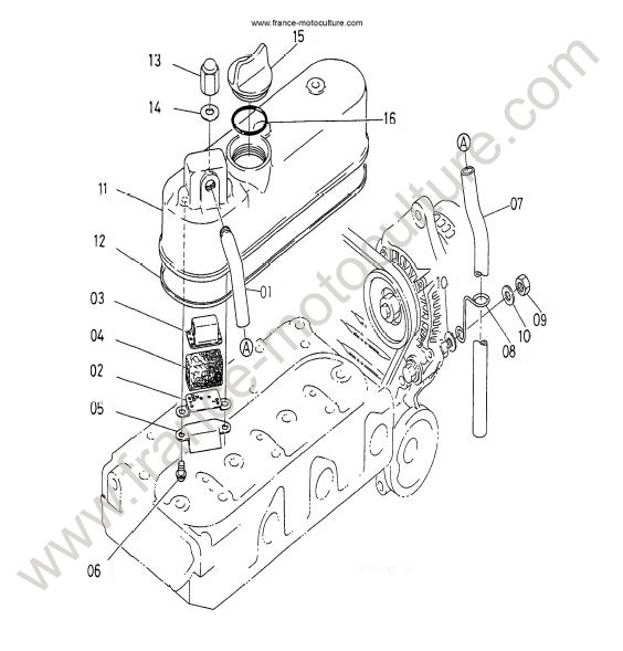 Vue éclatée (Couvre culasse) pour KUBOTA - G18 Couvre culasse KUBOTA G18