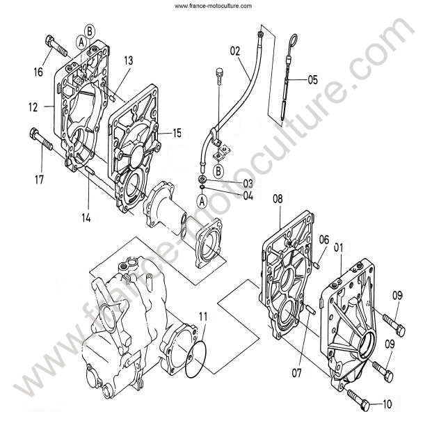 Vue éclatée (Pont AR - Carter) pour KUBOTA - G18 Pont AR - Carter KUBOTA G18
