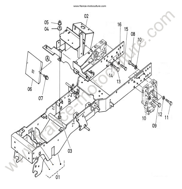 Vue éclatée (Chassis - support direction) pour KUBOTA - G18 Chassis - support direction KUBOTA G18