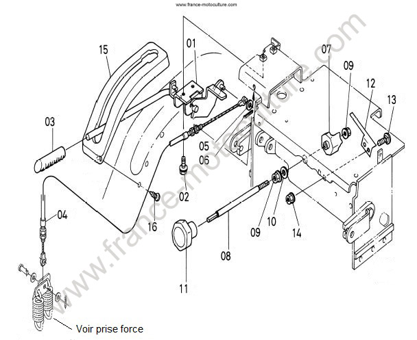Vue éclatée (Levier embrayage PDF - cable) pour KUBOTA - G18 Levier embrayage PDF - cable KUBOTA G18
