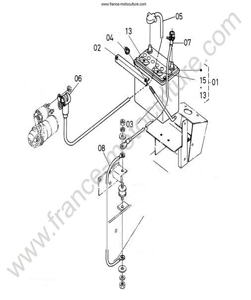 Vue éclatée (Batterie) pour KUBOTA - G18 Batterie KUBOTA G18