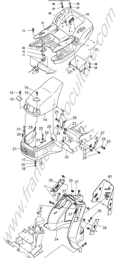 Vue éclatée (Carrosserie) pour KUBOTA - G18 Carrosserie KUBOTA G18