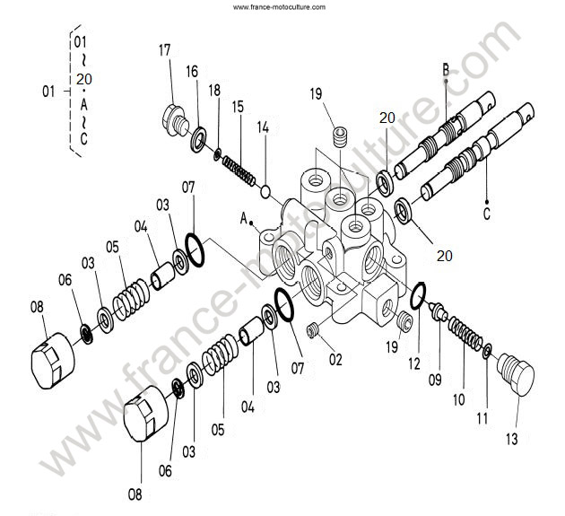 Vue éclatée (Distributeur - composant) pour KUBOTA - G18 Distributeur - composant KUBOTA G18