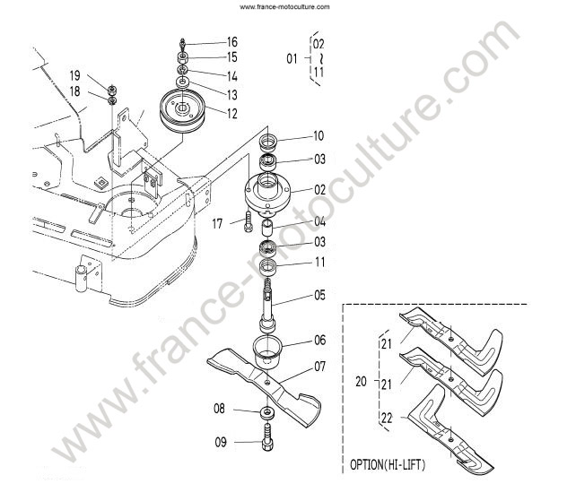 Support poulie lame gauche KUBOTA G18