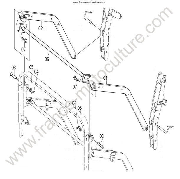Vue éclatée (Bras relevage superieur) pour KUBOTA - G18 Bras relevage superieur KUBOTA G18
