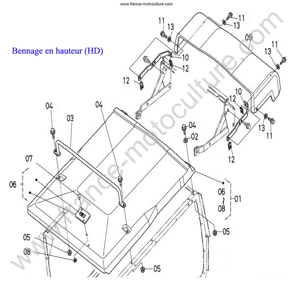 Vue éclatée (Couvercle haut) pour KUBOTA - G18 Couvercle haut KUBOTA G18