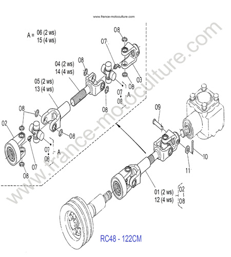 Cardan coupe RC48 KUBOTA G1900