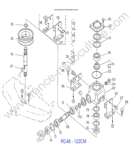 Engrenage conique RC48 KUBOTA G1900