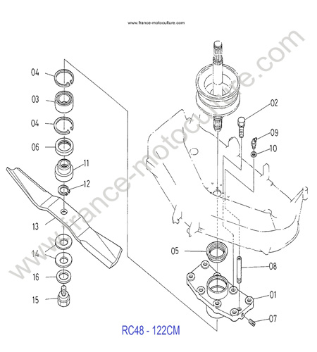 Support poulie RC48 KUBOTA G1900