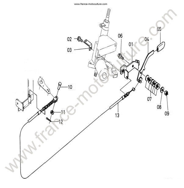 Levier - cable accelerateur KUBOTA G21