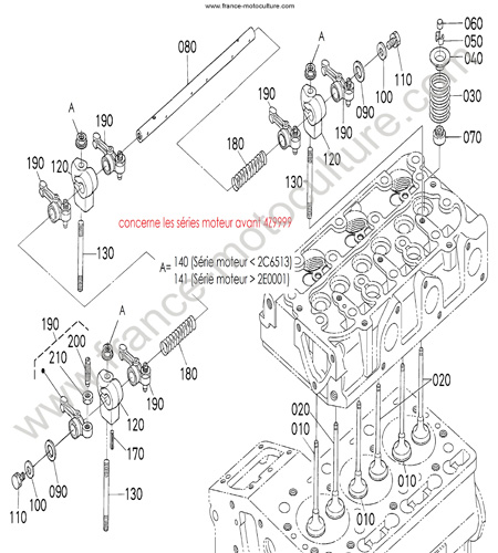 Soupapes/culbuteurs 1 KUBOTA G2160