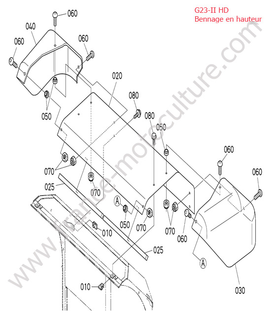 Couvercle AR bac HD KUBOTA G23-II