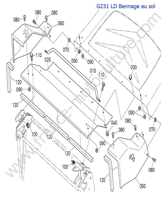 Couvercle AV bac LD KUBOTA G231