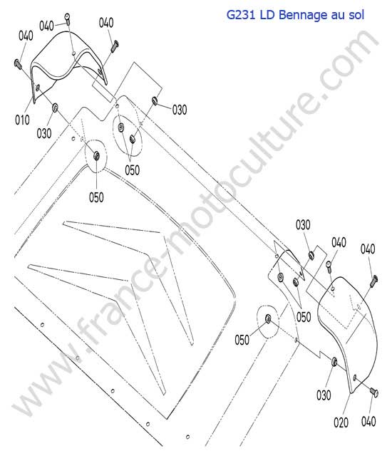 Couvercle AR bac LD KUBOTA G231