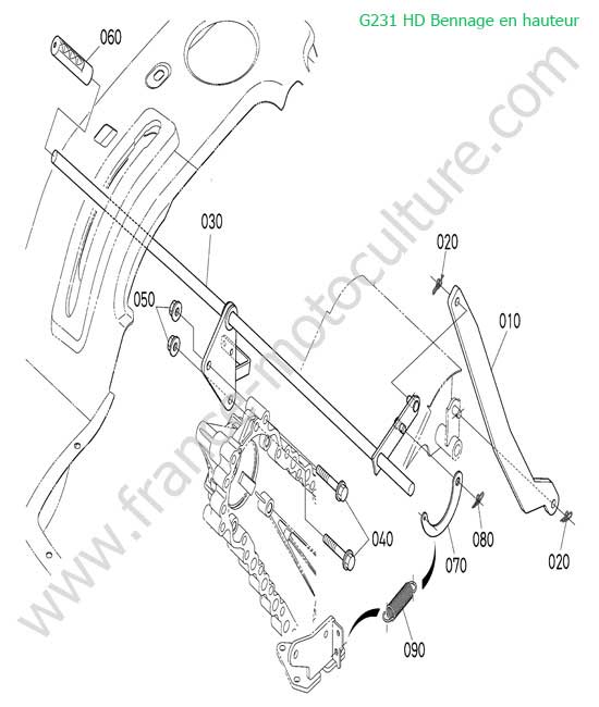 Levier conduit bac HD KUBOTA G231