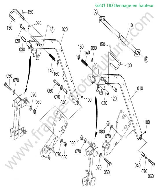 Bas relevage supérieur bac HD KUBOTA G231