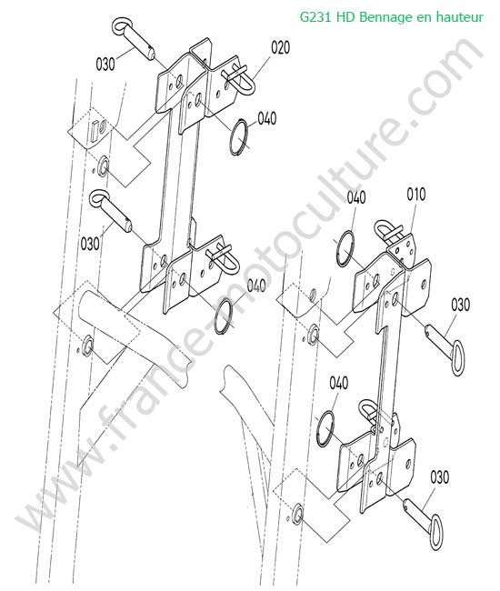 Support de bras bac HD KUBOTA G231