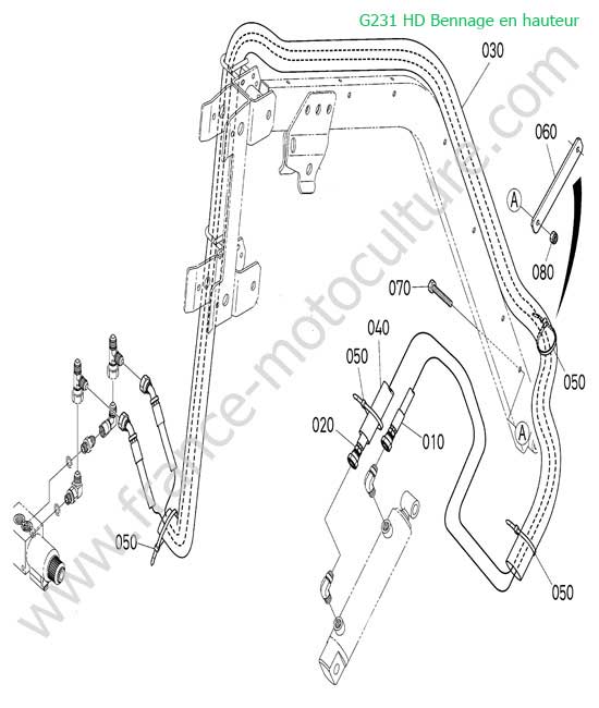 Tuyau bennage gauche HD KUBOTA G231