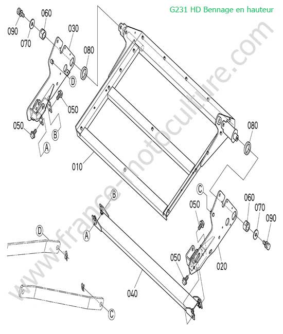 Support chassis bac HD KUBOTA G231