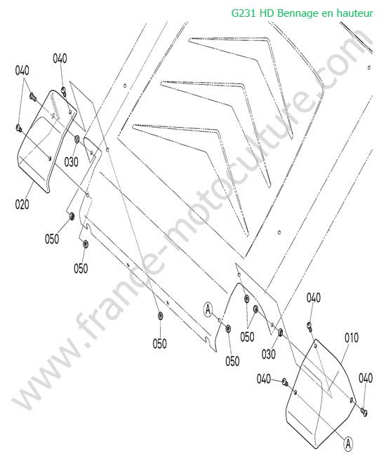 Couvercle avant bac HD KUBOTA G231