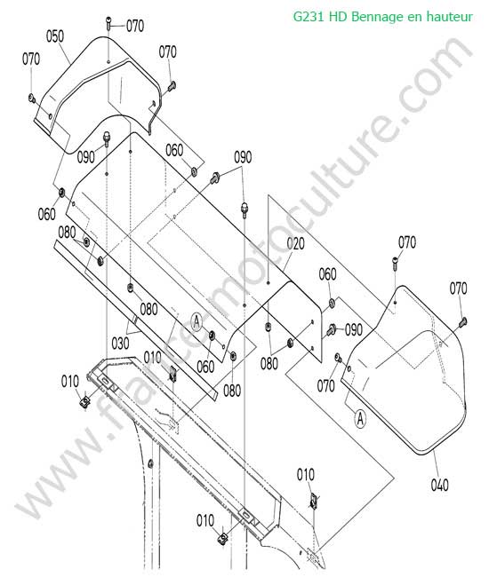 Couvercle arriere bac HD KUBOTA G231