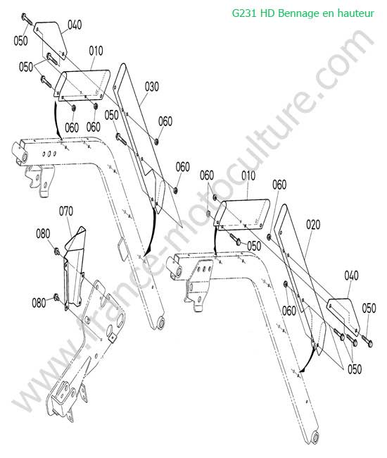 Protection bras levage HD KUBOTA G231