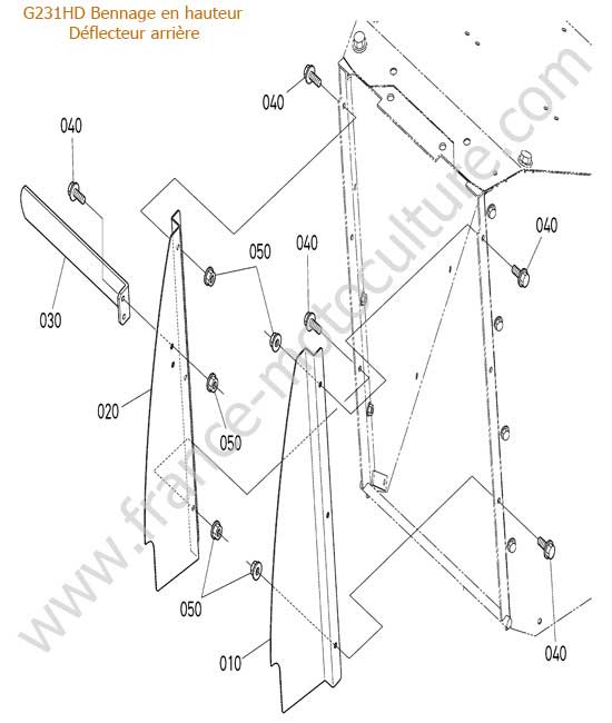 Guide deflecteur bac HD KUBOTA G231