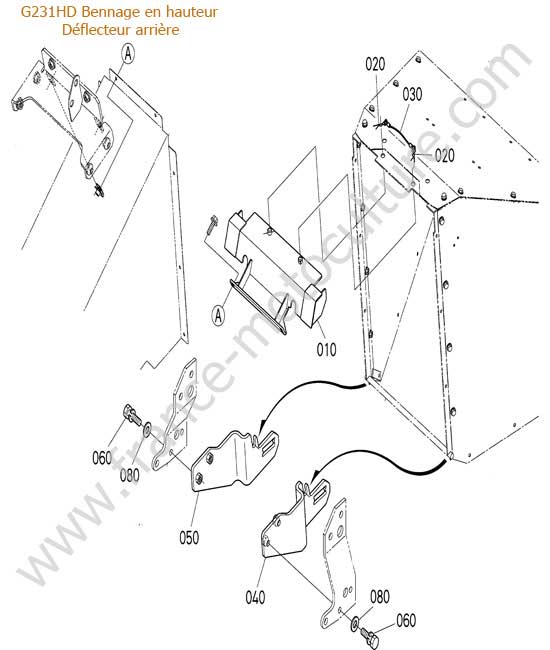 Support deflecteur bac HD KUBOTA G231