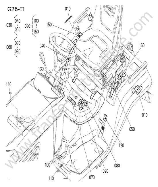 Etiquettes arriere tracteur KUBOTA G26-II
