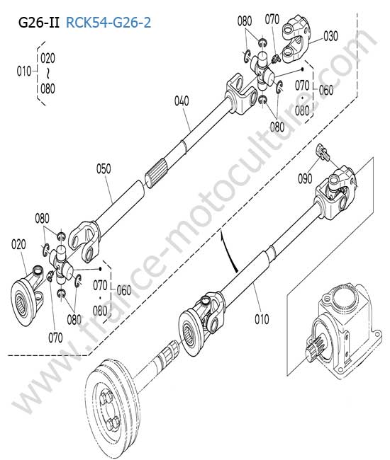 Cardan transmission coupe KUBOTA G26-II