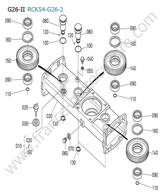 Engrenage central coupe KUBOTA G26-II
