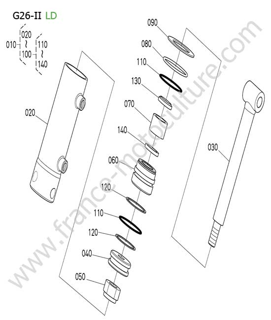 Detail verin bennage LD KUBOTA G26-II