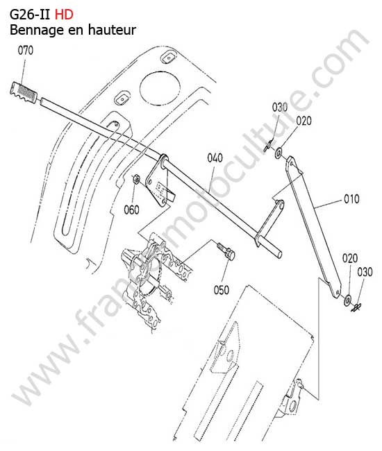 Levier trappe debourrage HD KUBOTA G26-II