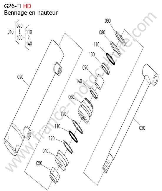 Detail verin de bennage bac HD KUBOTA G26-II
