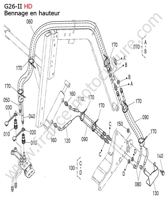 Circuit huile bennage bac HD KUBOTA G26-II