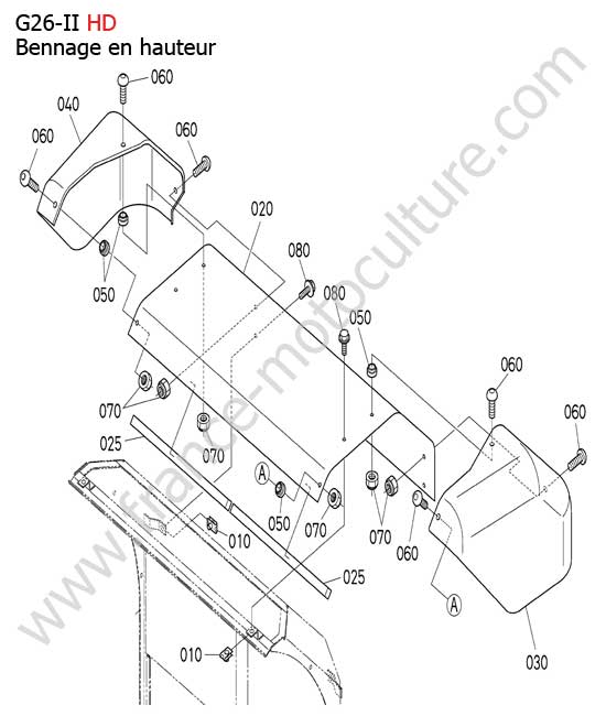 Couvercle arriere bac HD KUBOTA G26-II