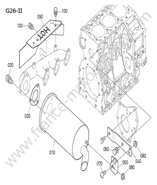 Echappement KUBOTA G26-II
