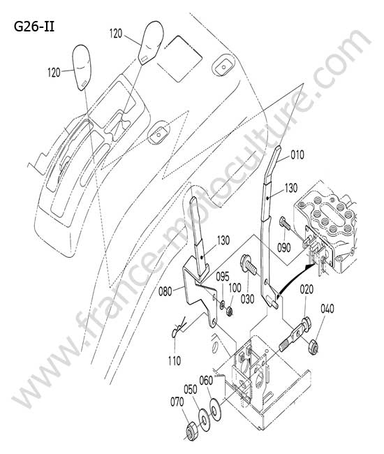Leviers commande hydraulique KUBOTA G26-II