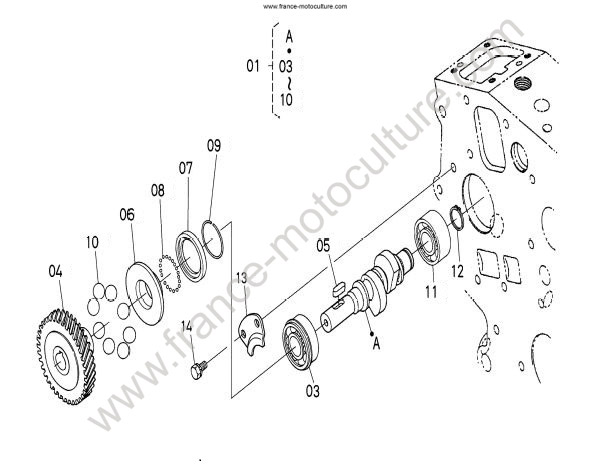 Arbre a cames KUBOTA GR1600