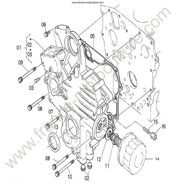 Carter distri.- filtre huile KUBOTA GR1600