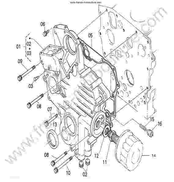 KUBOTA - GR1600 : Carter distri.- filtre huile