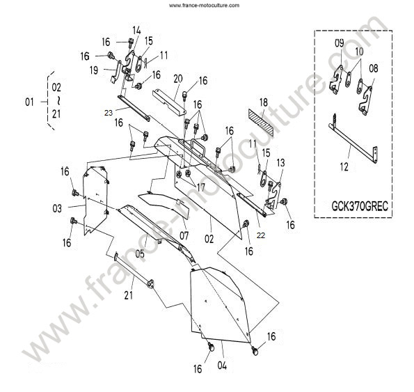 Jeu decharge (option) KUBOTA GR1600