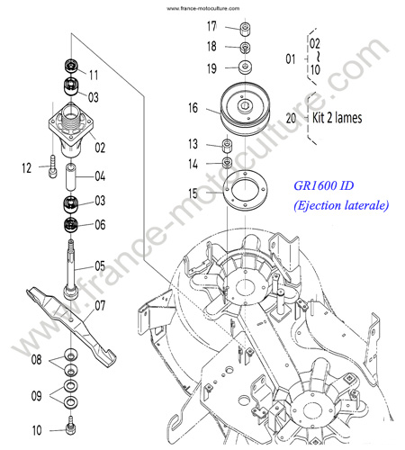 Lame droite (ID) KUBOTA GR1600