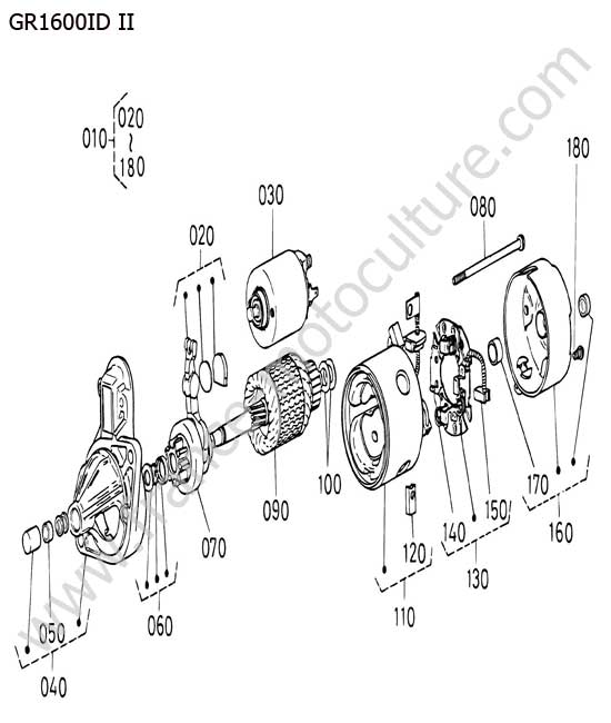 Détail démarreur <=4FPZ999 KUBOTA GR1600ID-II