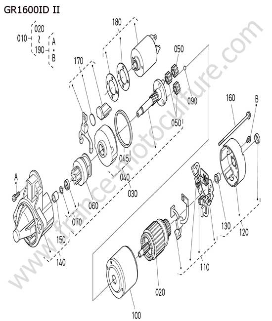 Détail démarreur >=4FQ0001 KUBOTA GR1600ID-II