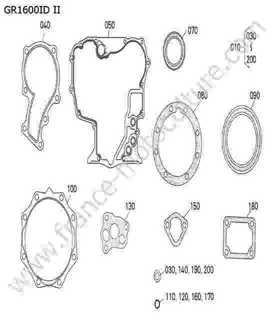 KUBOTA - GR1600ID-II : Kit joint moteur inferieur