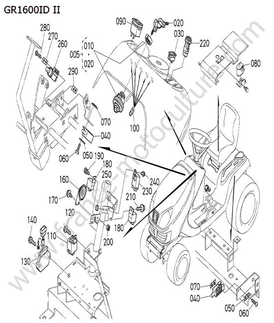 Contacteur a clé - relais KUBOTA GR1600ID-II