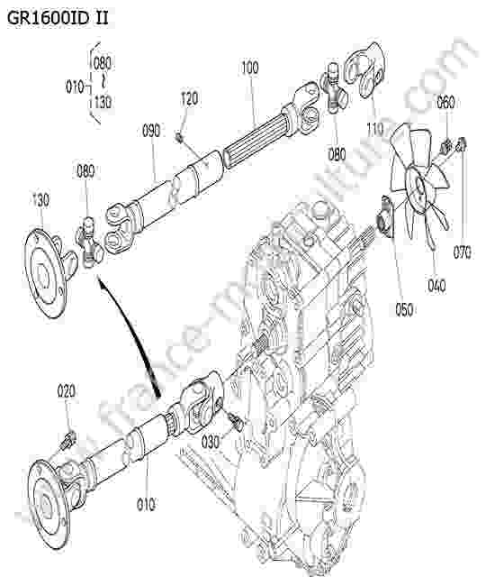 KUBOTA - GR1600ID-II : Cardan transmission moteur